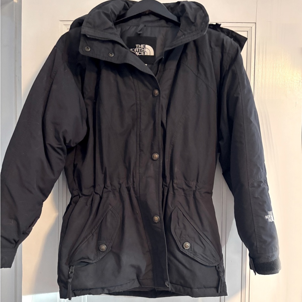 The North Face I Vintage Women's Black Hooded Goose Down Parka Ski Coat Jacket
